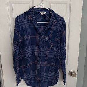 Orvis Navy and Red Plaid Shirt